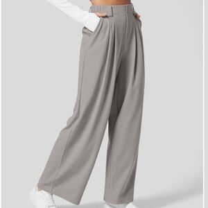 Halara High Waisted Plicated Side Pocket Wide Leg Waffle Casual Pants-M Reg.